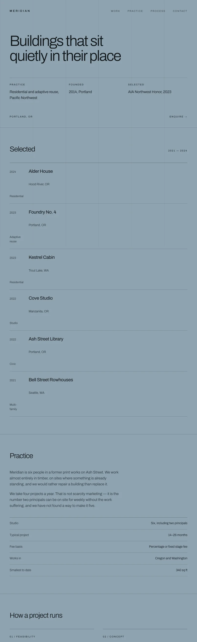 Meridian concept site design, full page.